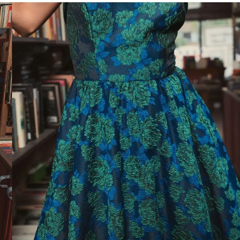 Mac Duggal Strapless Blue and Green Dress - Picture 2 of 8